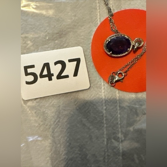 925 Sterling Silver Necklace Prong Set Purple Amethyst 3.6 Grams 5427 R - Picture 10 of 10